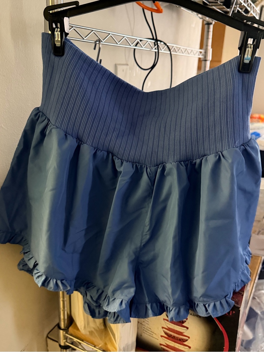 No Boundaries High-Waist Blue Ruffled Shorts